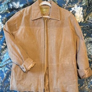 Boston Harbor Tan Suede Zip-Front Men's Jacket